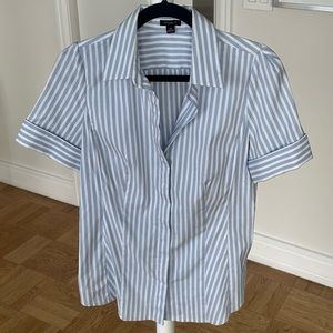 Ann Taylor Striped Short Sleeve Blouse